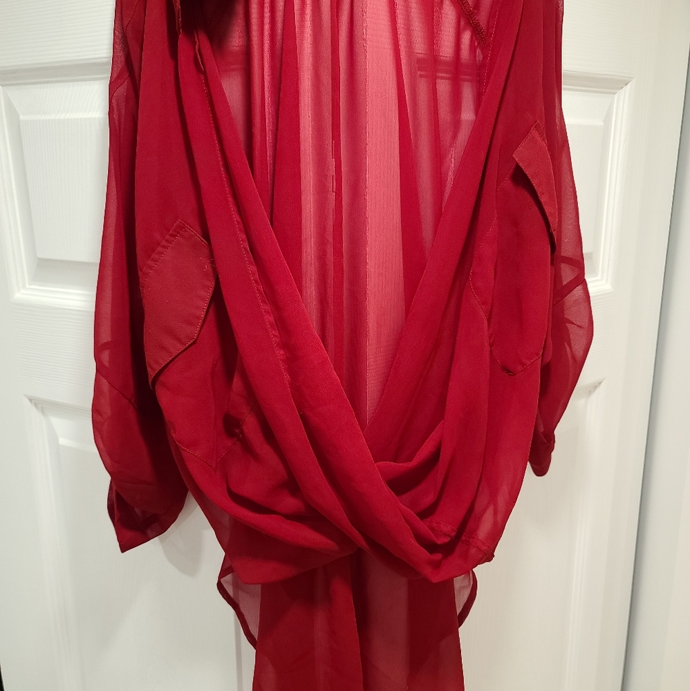 Red sheer top